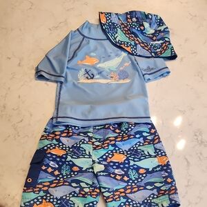 Kids Swim Set with Hat - Blue Ocean Adventure